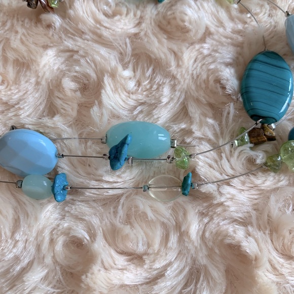 Lia Sophia Islander 3 Strand Turquoise & Tigers Eye Illusion Necklace - Picture 4 of 5